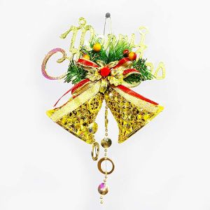Golden Merry Christmas Hanging With Bells - Christmas Decoration - Model Y1