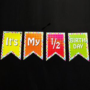 Half Birthday Happy Birthday Banner - Polka Dots