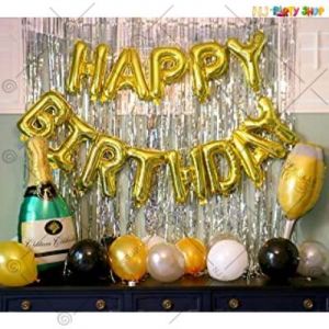 Happy Birthday Decoration - Gold & Silver - Set Of 37