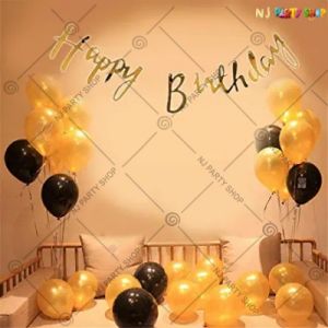 Happy Birthday Decoration Combo - Golden & Black - Set Of 43
