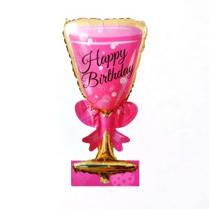 Happy Birthday Glass Shape Foil Balloon