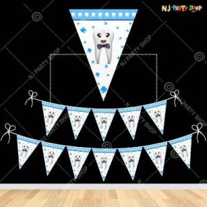 I got my First Tooth Party Flag Banner - Blue