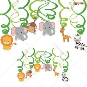 Jungle Theme - Animals Swirls - Set of 12