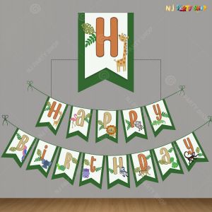 Jungle Theme Happy Birthday Banner Bunting