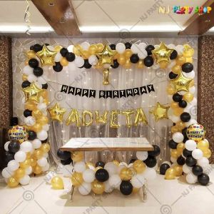 Kids Birthday Decorations - Golden, White & Black - Model - 1085