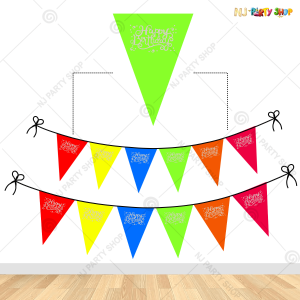 Neon Happy Birthday Banner Bunting