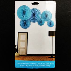 Paper Fans for Decoration - Blue - Set of 6 - Model 1001