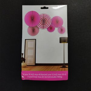 Decoration Paper Fans - Pink - Set of 6
