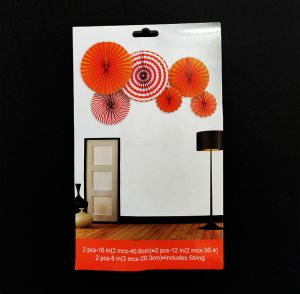 Decoration Paper Fans - Red - Set of 6