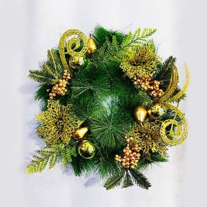 Pine Golden Christmas Wreath - Model 100X