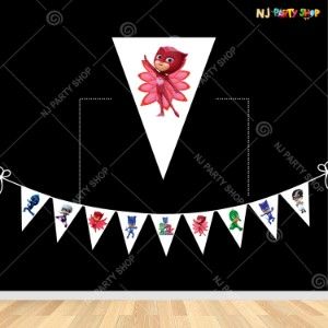 PJ Mask Theme Happy Birthday Flag Banner