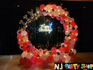 Birthday Decorations - Purple, Pink & Golden With Lights - Model 1031