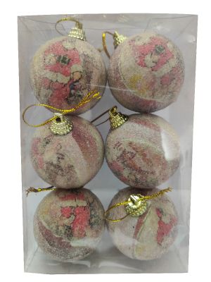 Santa Clause Print Balls Christmas Tree Decoration Ornaments - Model 1002