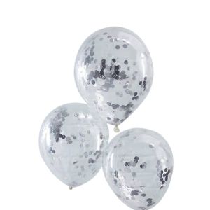Silver Confetti Balloons - Set of 5