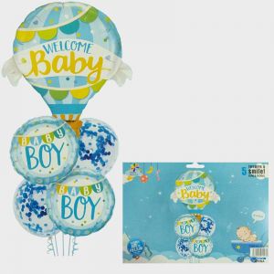 Welcome Baby Boy Foil Balloon Set - Set of 5