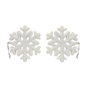 White Snow Flakes - Christmas Tree Decoration Ornaments - Set of 2
