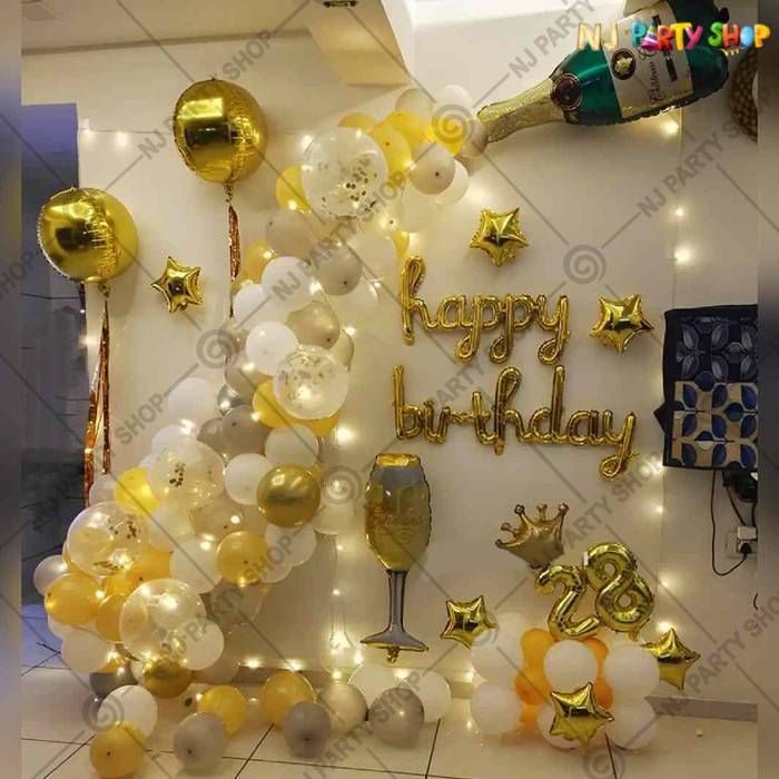Birthday Decorations - White & Golden - Model 1039